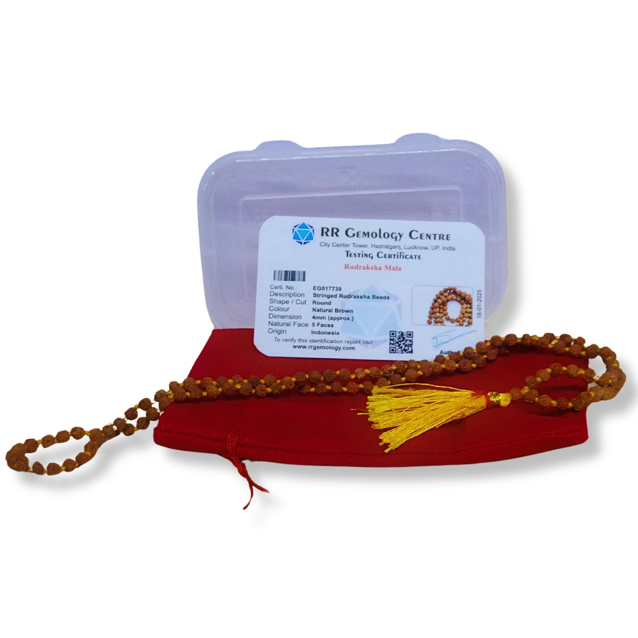 Certified Rudraksha Mala 5face(Panchmukhi) Authentic Genuine Rudraksha Beads Ornament Rosary Japa Mala Beads Necklace Puja | Prayer Beads | Meditation Beads