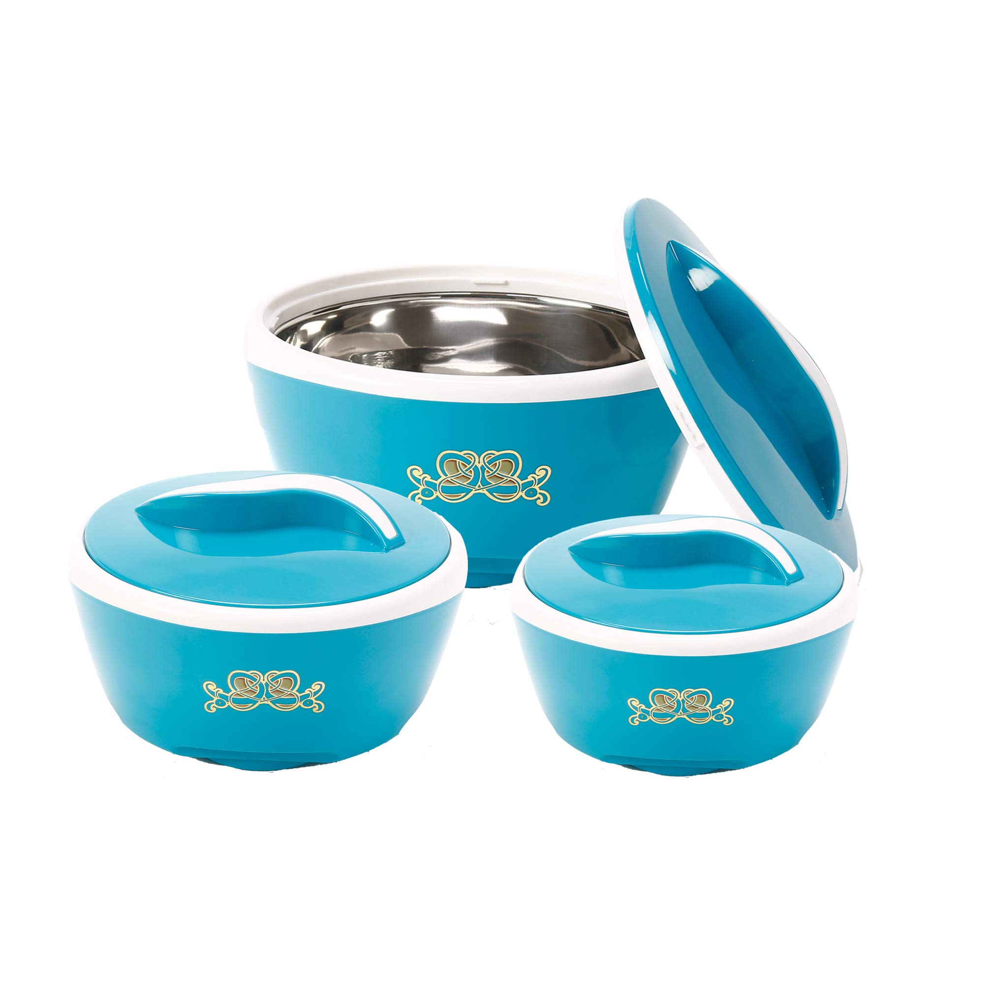 JaycoStatus Plastic Inner Steel Casserole (Blue, Set of 3)