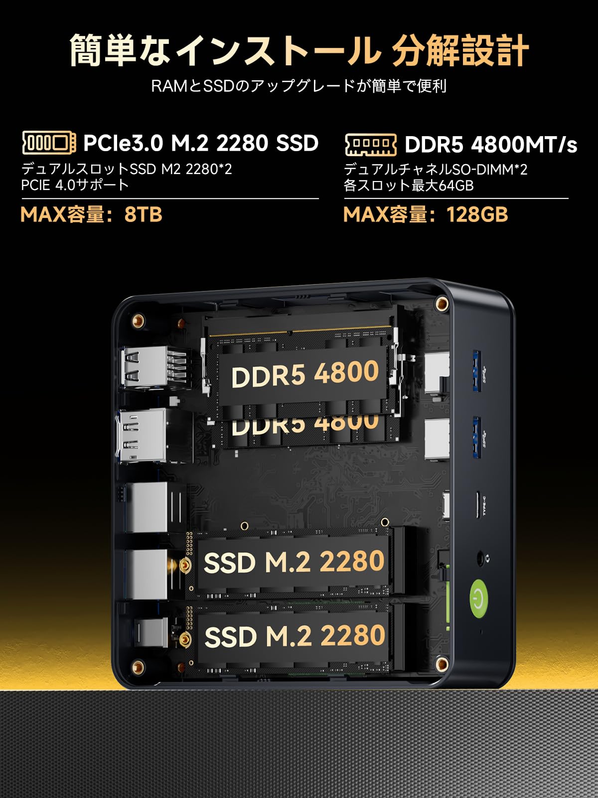 Amazon.co.jp: GMKtec ミニPC | AMD Ryzen 5 7640HS, 16GB DDR5, 512GB