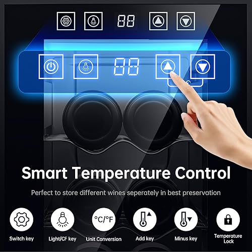 Miniatura 3 de KingChii Refrigerador de vino termoeléctrico de 12 botellas, tecnología de enfriamiento avanzada, acero inoxidable y vidrio templado para vino