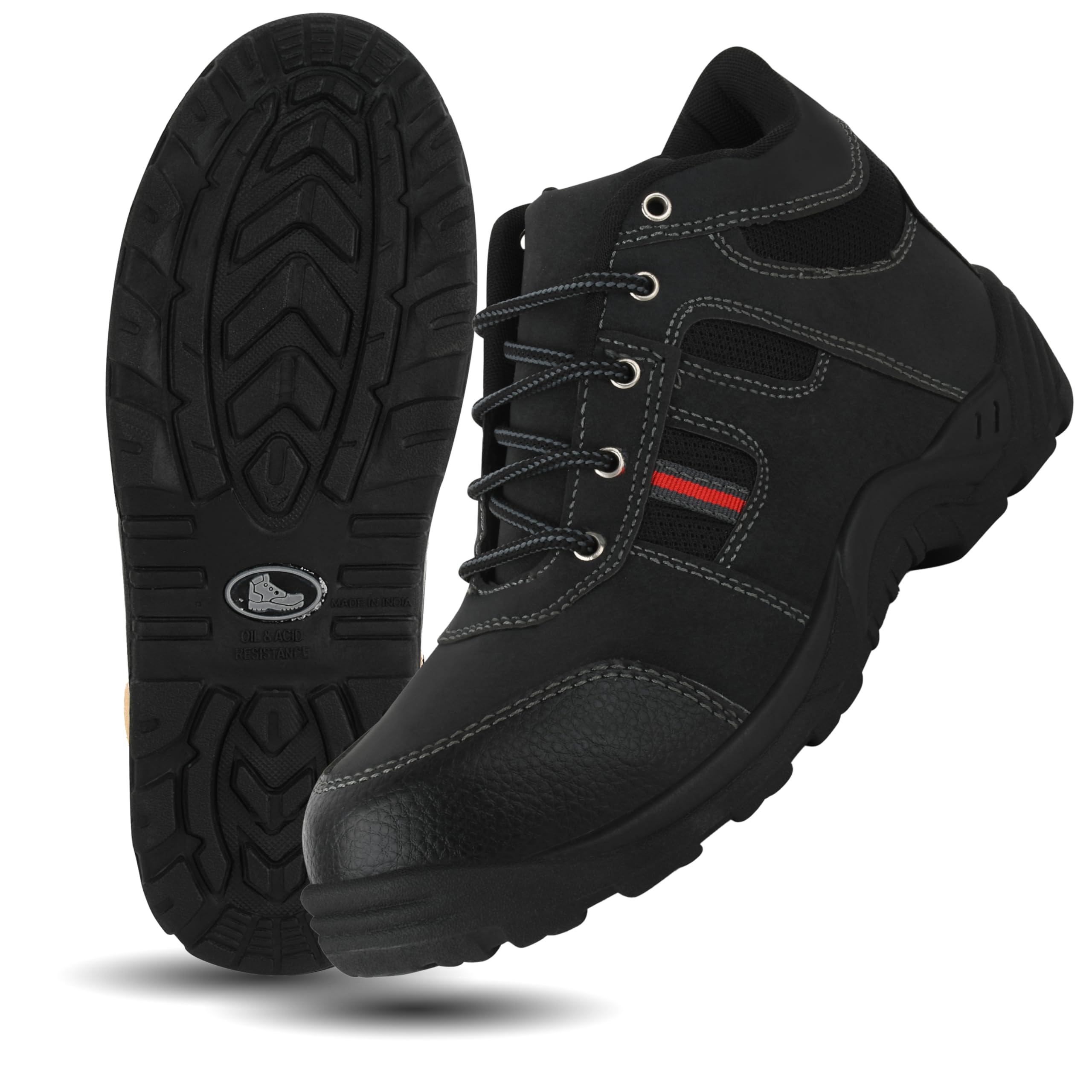 Black Lace-up Steel Toe Shoes for Construction and Factory Work ||Safety Shoes for Men-image-34