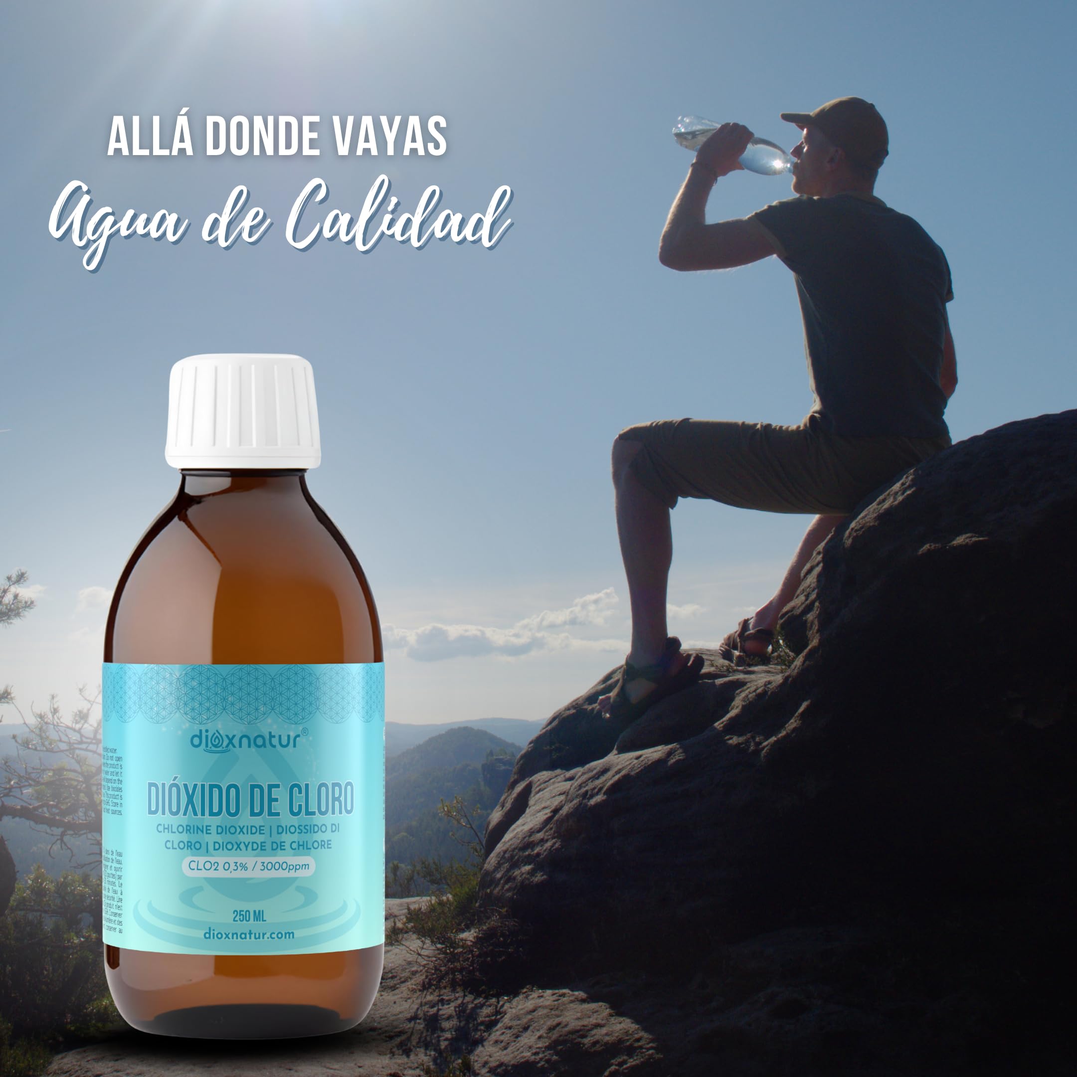 Dióxido de Cloro 3000 ppm 250 ml CDS Fabricado en España Botella de Vidrio