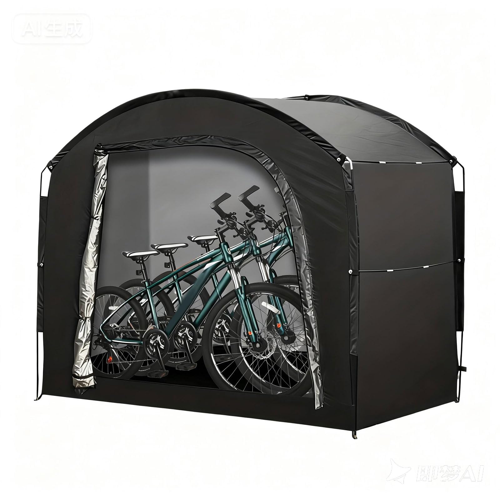 Fahrradzelt für 4 Fahrräder, 220*150*185cm Großräumiger Fahrradgarage Wasserdicht UV-beständig, Geräteschuppen für die Lagerung von Fahrrädern, Gartengeräten, Tischen und Stühlen im Freien