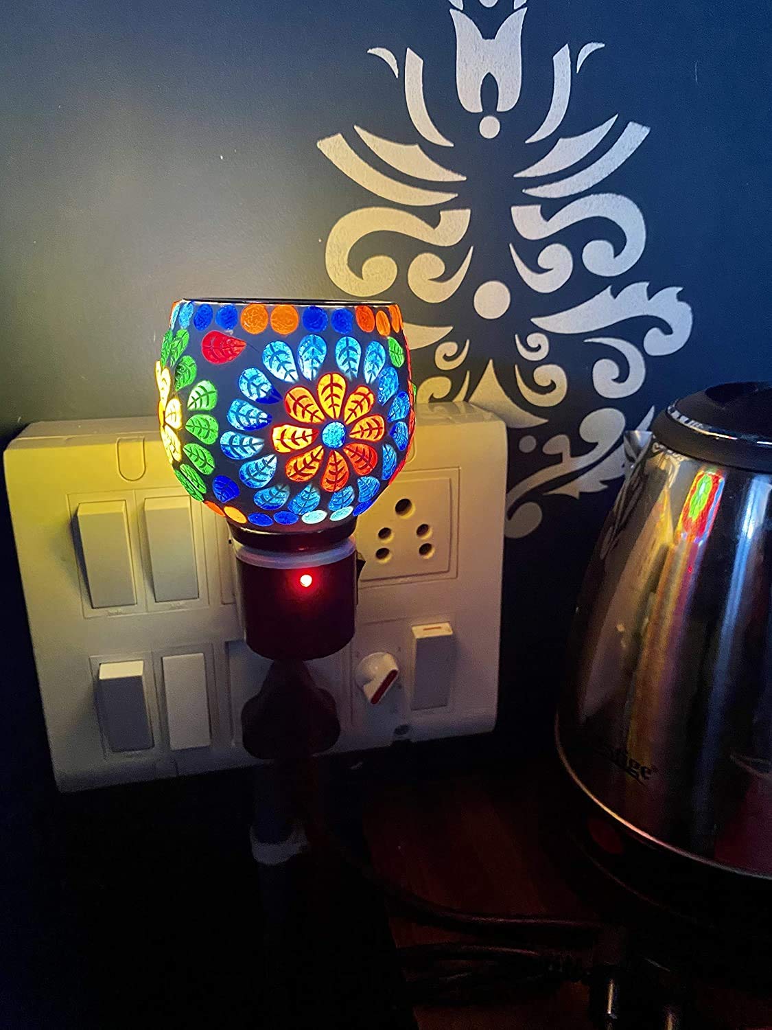 Ceramic Designer Lighting Kapoor Dani with On/Off Switch Between Burner & Diffuse/Incense Burner, Holder, Stand/Pooja Dhoop Temple/Keeping Away Mosquito/Creates Positive Aroma (Flower)