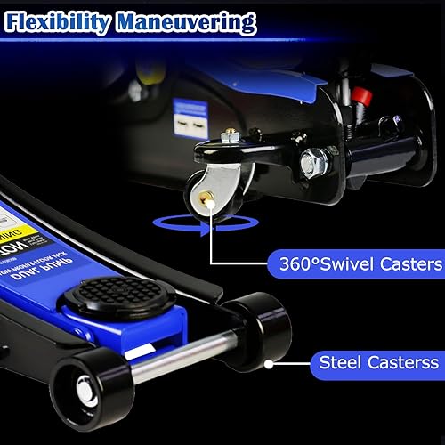 Miniatura 5 de Gato de piso de 2 toneladas, gato hidráulico profesional de perfil bajo, gato de piso de carreras de acero con bolsa de almacenamiento, capacidad de