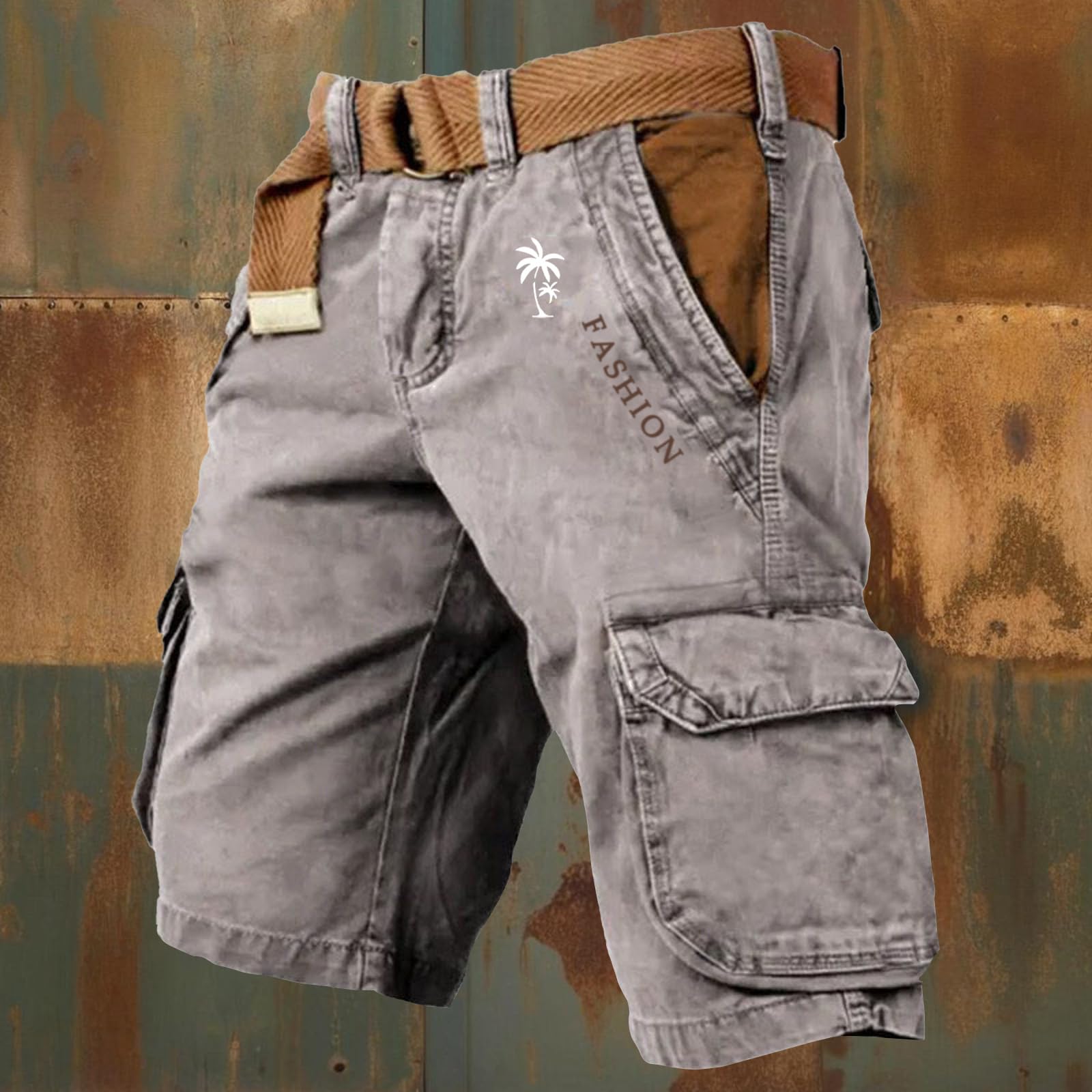 Pantaloncini Jeans Imitazione da Uomo Estivi Cargo Bermuda Larghi Senza Cintura Elasticizzati Shorts Sportivi Casual Pantalone Leggero Multi Tasche Pantaloni Chino