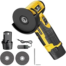 Tegatok Angle Grinder with 12V 1*Battery and Charge, Cordless Power Tools for Hmoe Yellow