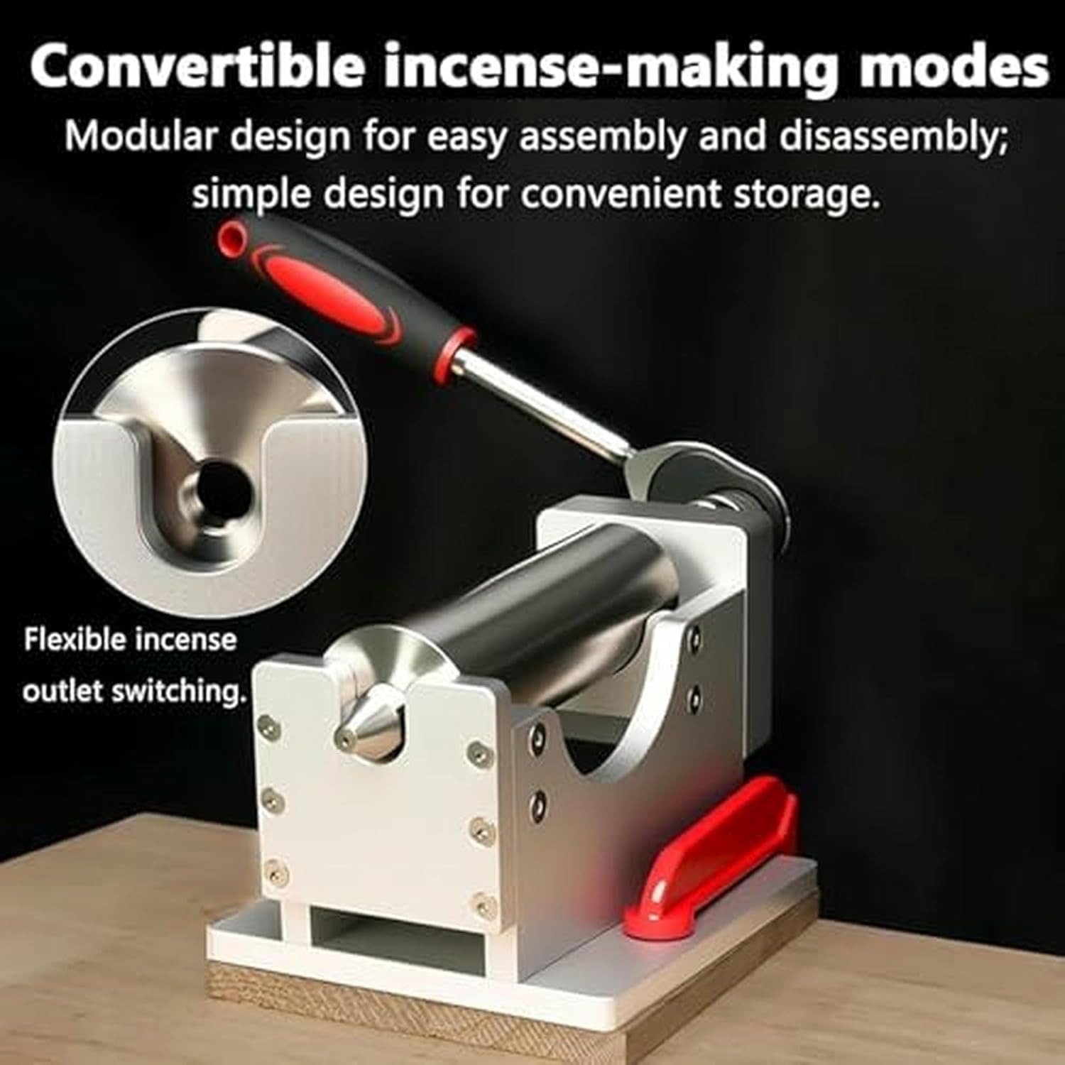 Manual Stick Incense Making Machine, Buddha Incense/Clay Extruder, w/4 Different Sized Mould (1.5/1.8/2/2.2mm), Fixing Clip Handle,for Fragrance Accessory