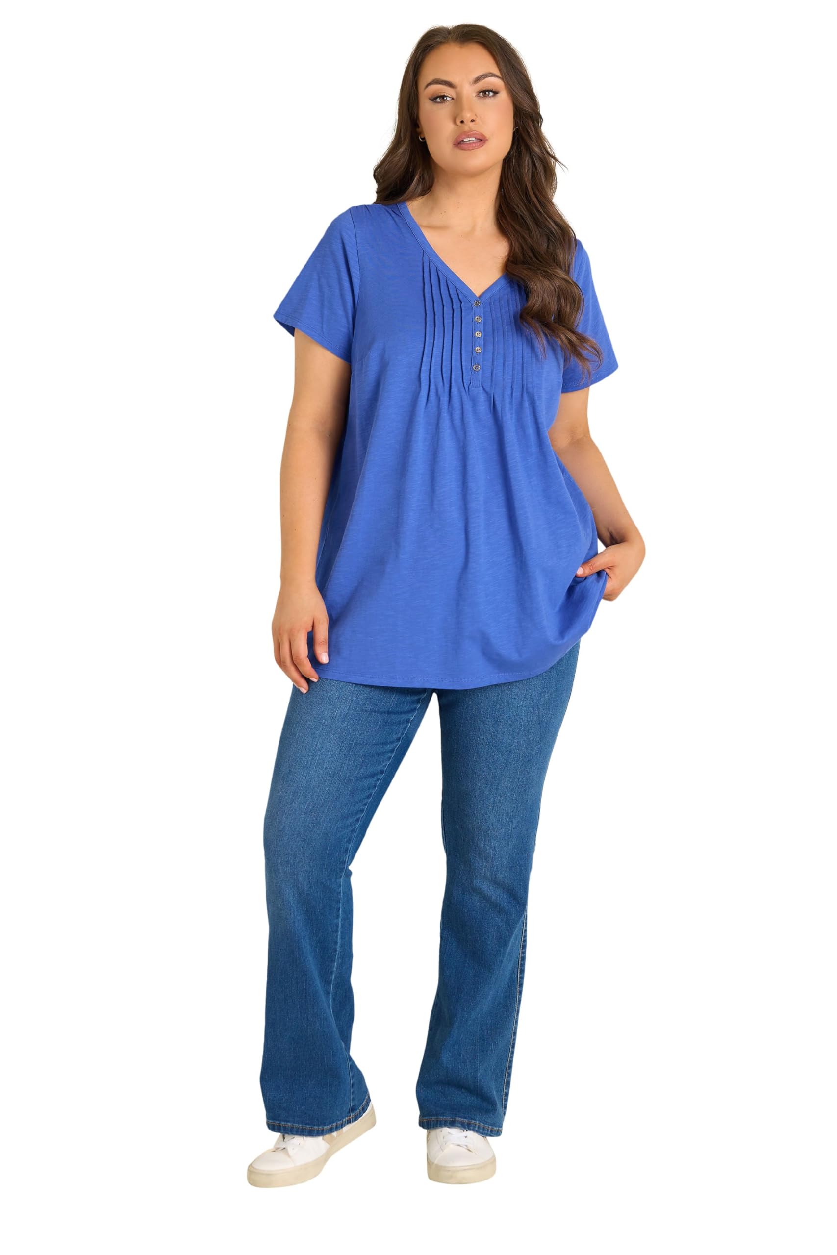 Evans - Women's Henley Top - Cobalt - Size 22-24