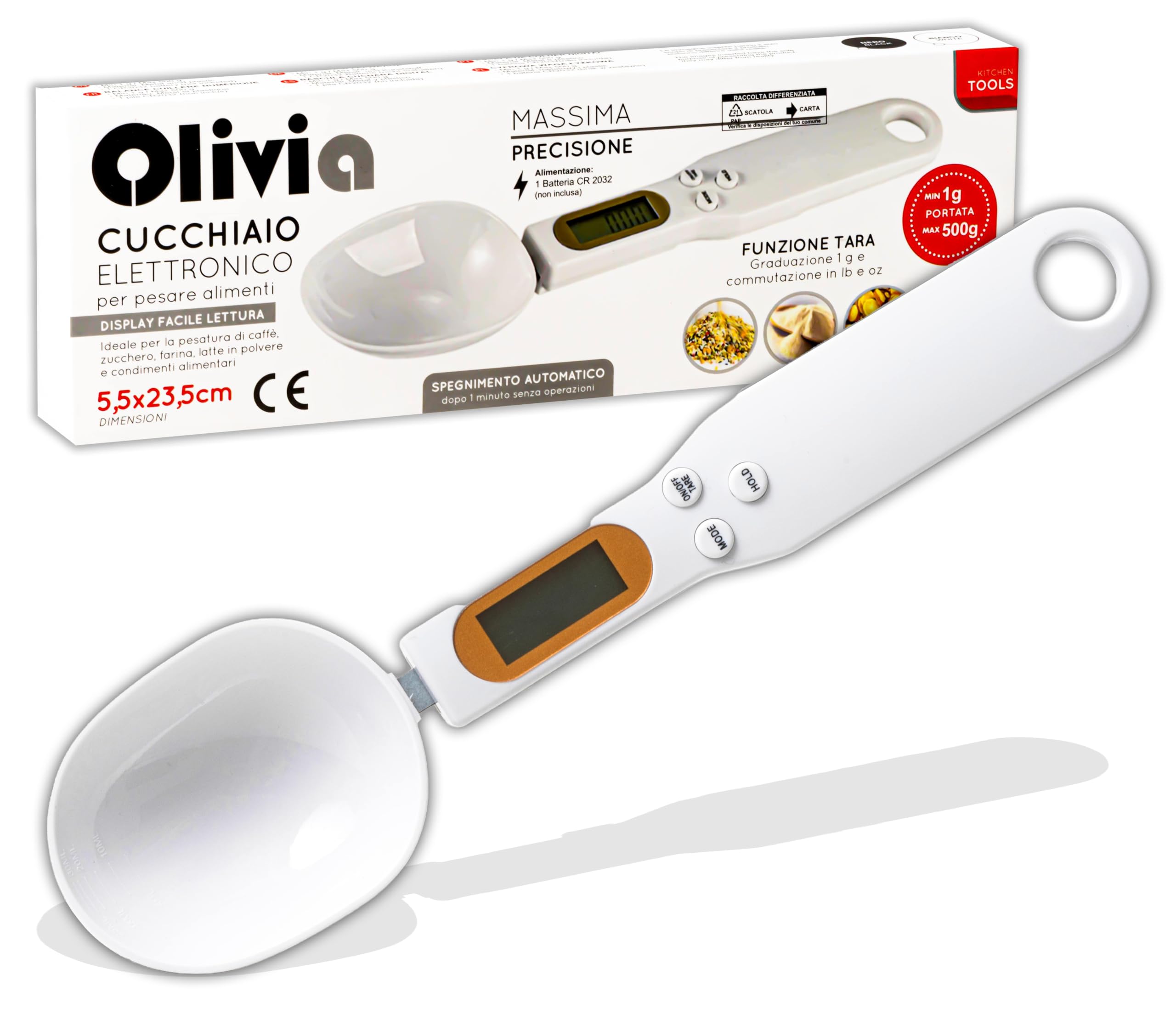IPEA Digital Spoon for Measuring Weight Food in The Kitchen – Accuracy from 1 g to 500 g – Electronic Scale with Display – Doser for Weighing and Dosing Small Amounts of Food-image-5