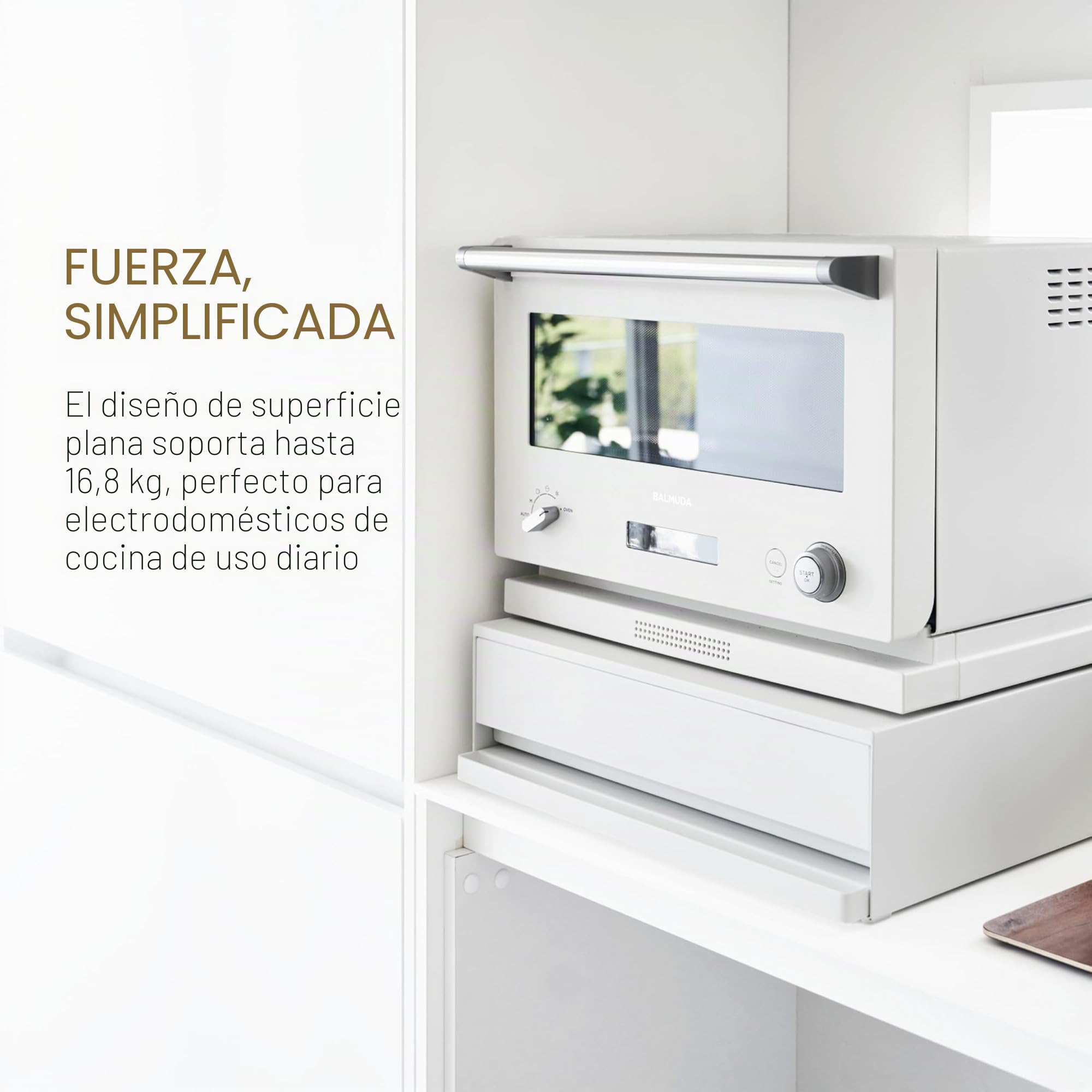 YAMAZAKI 2007 Tower Sliding Countertop Tray with Drawer, White, Steel/Polypropylene/Silicone, 45 x 39.3~64 x 13.5 cm