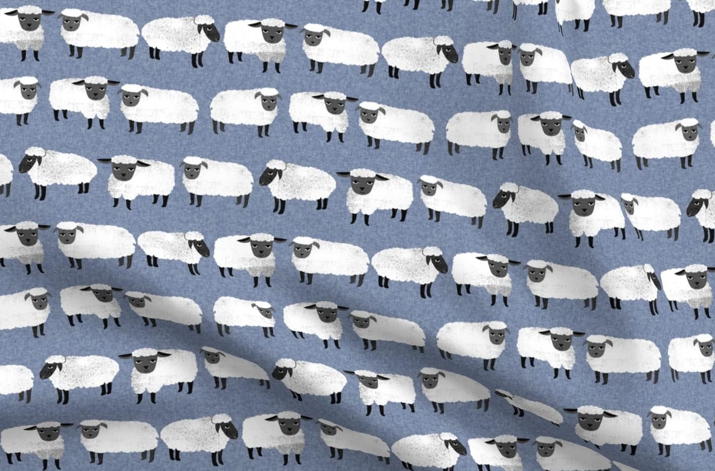 Spoonflower Fabric - Sheep Farm Animal Cute Knitting Lamb Printed on Organic Cotton Sateen Fabric by The Yard - Sewing Quilting Apparel Home Decor