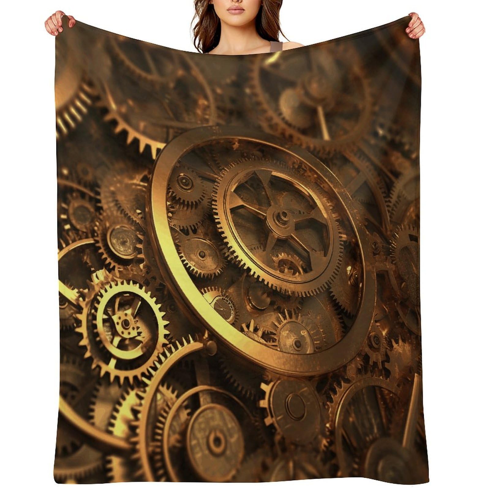 Cool Steampunk Gears Throw Blanket for Couch and Bed Super Soft Warm Lightweight Throw Blankets Cozy Fuzzy Flannel Blanket Personalized Decorative Blankets for Sofa Decor 40"x50"