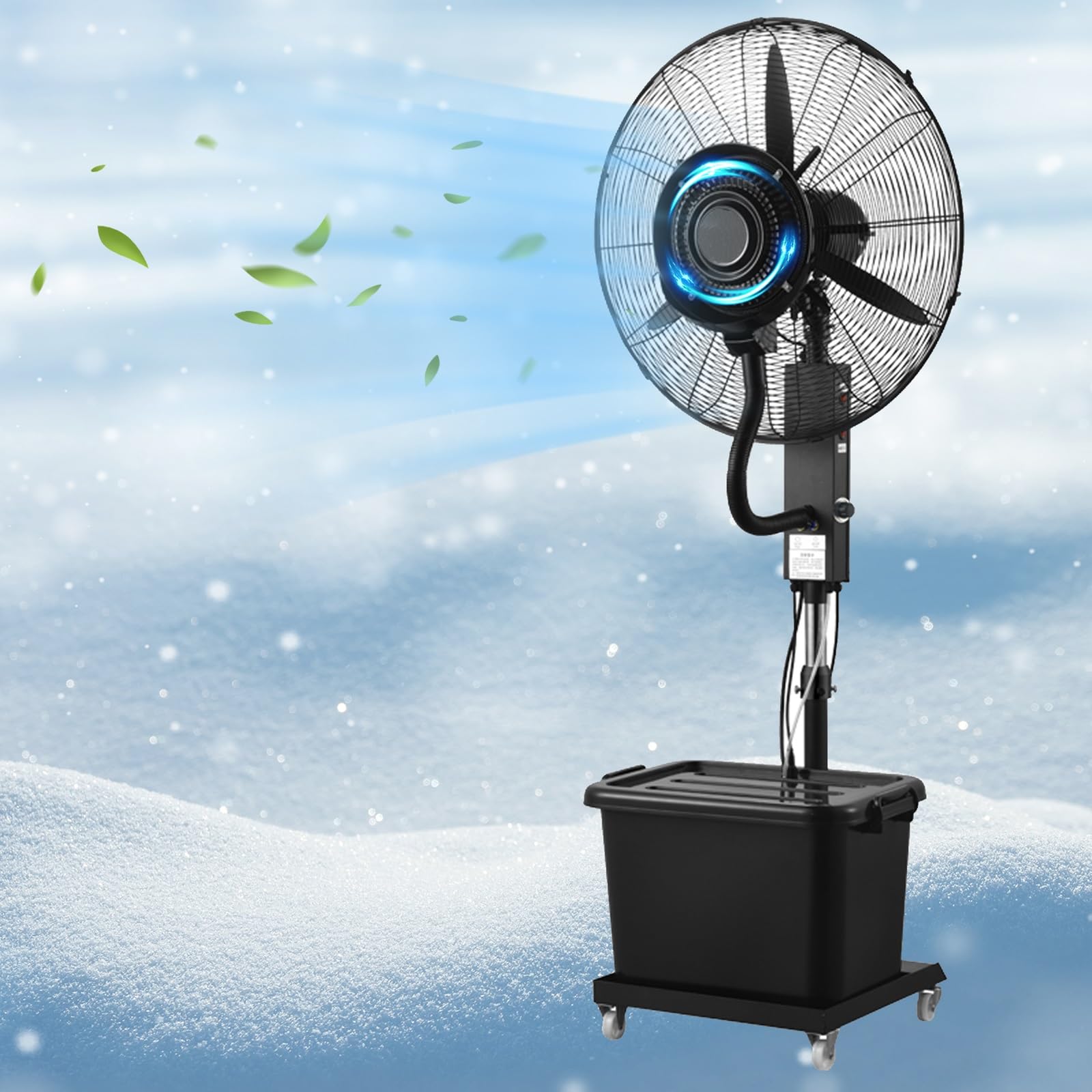 asdchZen Industrial Misting Fan, Outdoor Oscillating Pedestal Fan With Water Mist Cooling Spray, 3 Speeds Adjustable, 42L Tank For Patio Workshop,One Color-71cm
