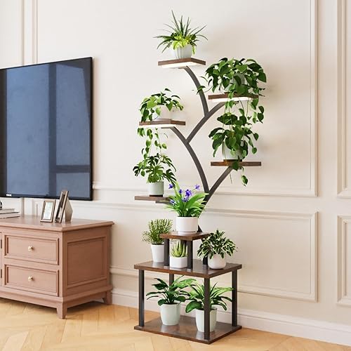 Miniatura 5 de Soporte para plantas de interior con luces de crecimiento, estante de exhibición de plantas de interior de 8 niveles, estante esquinero de 61