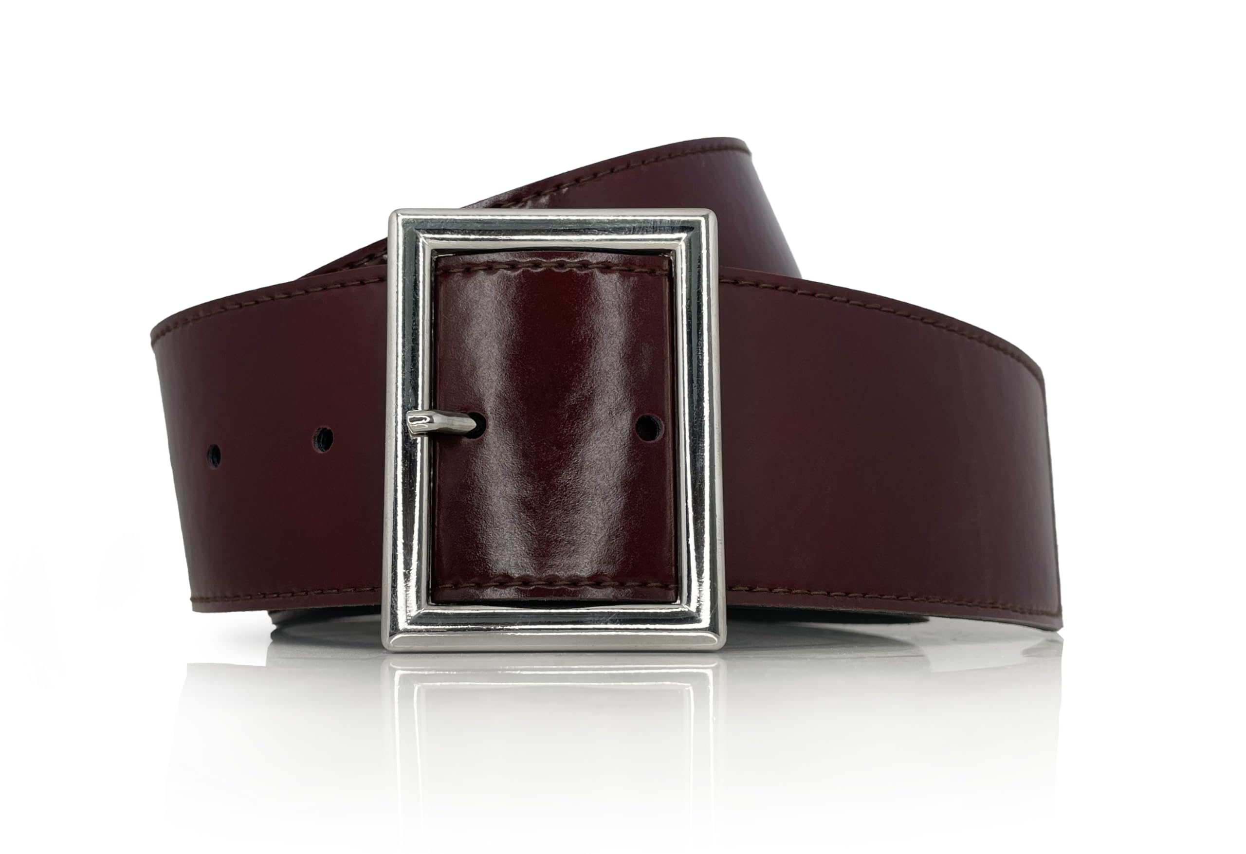 almela - Hebilla cinturón doble con acabado en plata brillo de 50mm de ancho - 5cm | Buckle belt