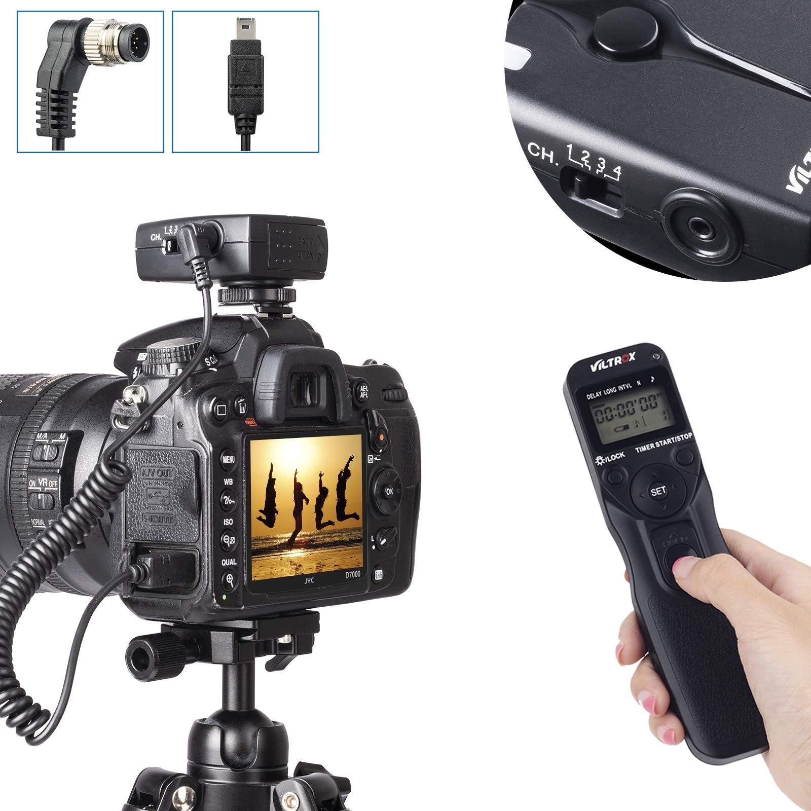 Viltrox Intervalometer Timer Remote Control Wireless Shutter Release for Nikon DSLR Camera D2H D200 D300 D4 D3 D300S D700 D750 D800 D90 D3200 D3300 D5200 D5300 D5500 D5600 D7000 D7100 D7200 D600