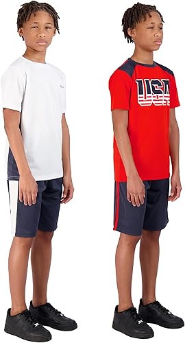 Miniatura 2 de Hind Boys Short Set 4-Piece Boys Basketball Shorts and Performance Athletic Shirt Set