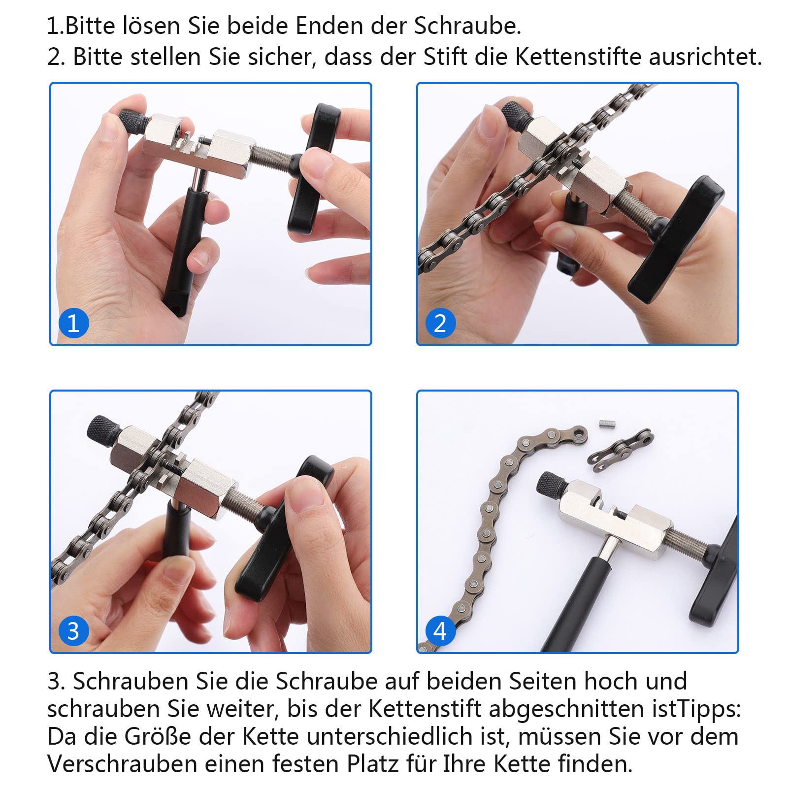 Kit Complet Pour Réparation Chaîne Vélo 6-12 Vitesses – Dérive-chaîne, Pince, Jauge, Rivets, Brosses De Nettoyage – Entretien Facile