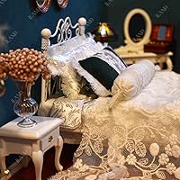 Vista 8 de iLAND Muebles de Casa de Muñecas Victorianos a Escala 1:12, Set de Cama de Casa de Muñecas 5 piezas