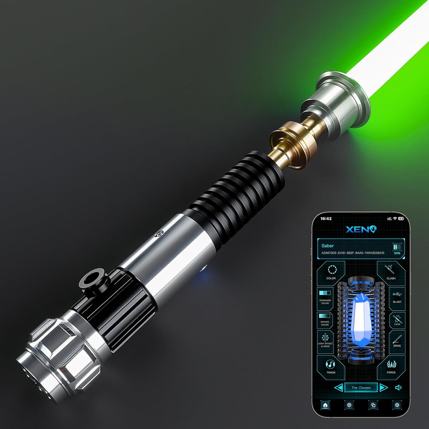 Smooth Swing Dueling Lightsaber for Adults | Pro Motion Control Infinite Color Changing 16 Sound Fonts | Heavy Metal Hilt Fx Light Sabers for Birthdays Props (Premium RGB) XRGB-V3