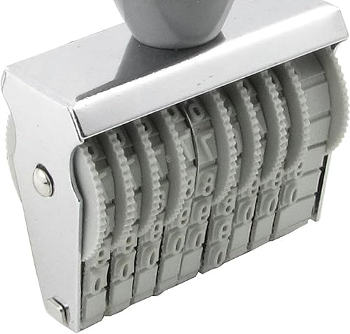 Miniatura 5 de Uxcell Oficina de goma 9Band 09Numeración Números Digit Sello, Gris Rojo