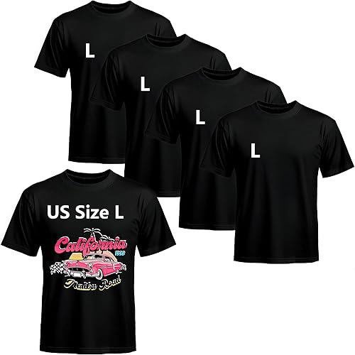 Joyclub 5 PCS Black Blank t Shirts Bulk Crew Neck