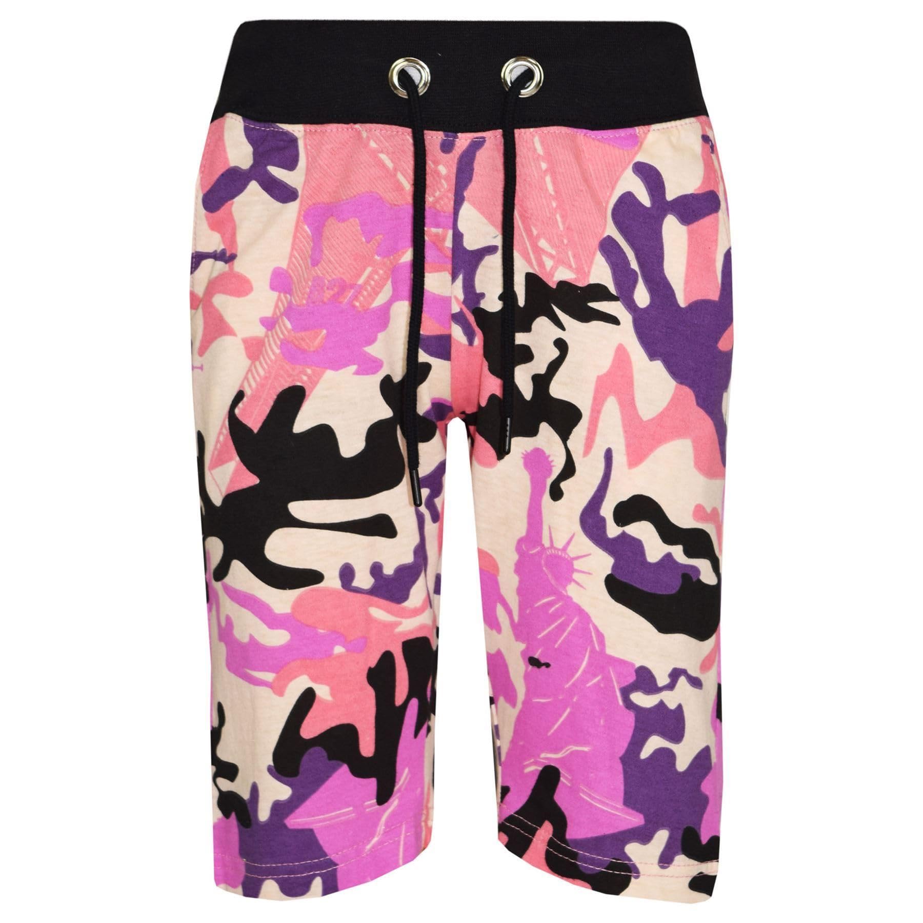 A2Z 4 Kids Boys PE Shorts Comfy Breathable Camouflage Cotton - A2Z Camo Shorts Baby Pink 11-12.
