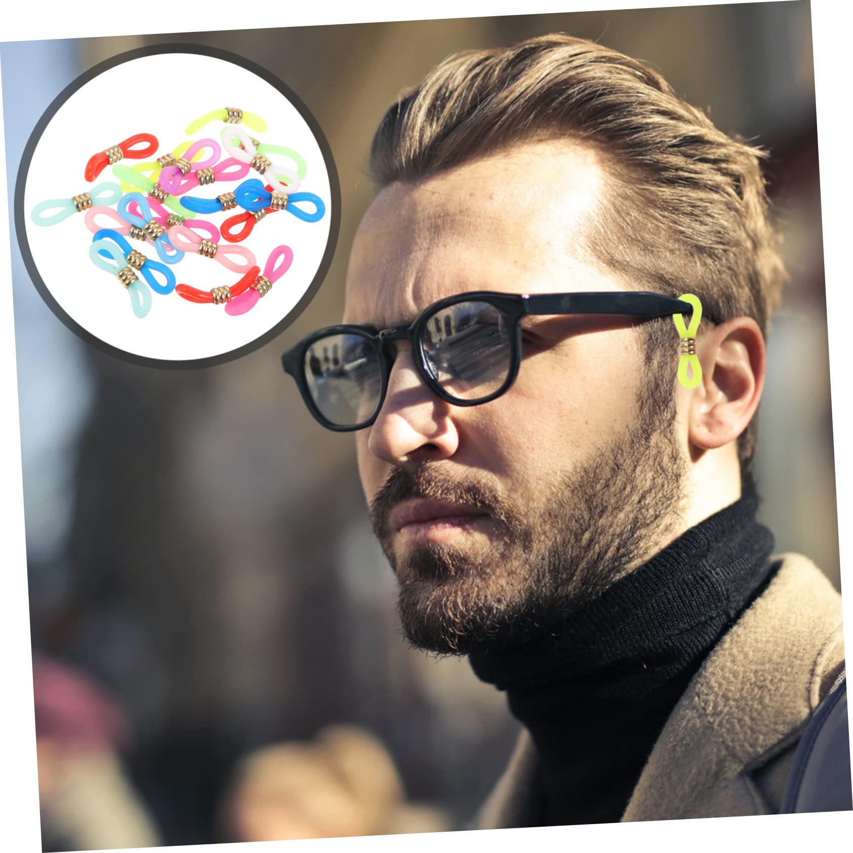 60 Pièces Connecteurs Antidérapants en Silicone et Métal pour Chaîne de Lunettes, Accessoires Réglables pour Maintien Sûr et Utilisation Sportive Couleur Aléatoire