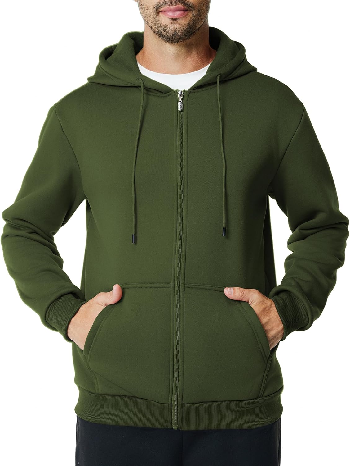 Mens Zip Up Hoodie Long Sleeve Fleece Casual Hooded Sweatshirts Athletic Full Zip Jacket with Pockets