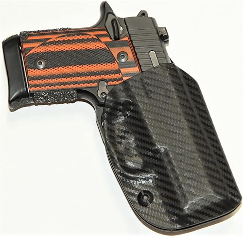 Miniatura 6 de REVKEL Funda IWB moldeada Kydex personalizada para Glock 43 con riel táctico de recuperación. Dibujo negro a mano izquierda. Hecho a mano en Texas,