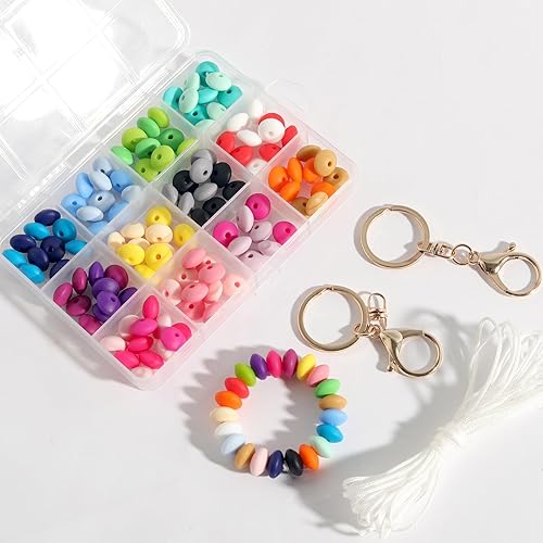 cfxzangie 120 cuentas de silicona, 24 colores, cuentas de silicona de 0.472 pulgadas, cuentas de silicona de lentejas a granel para hacer llaveros,