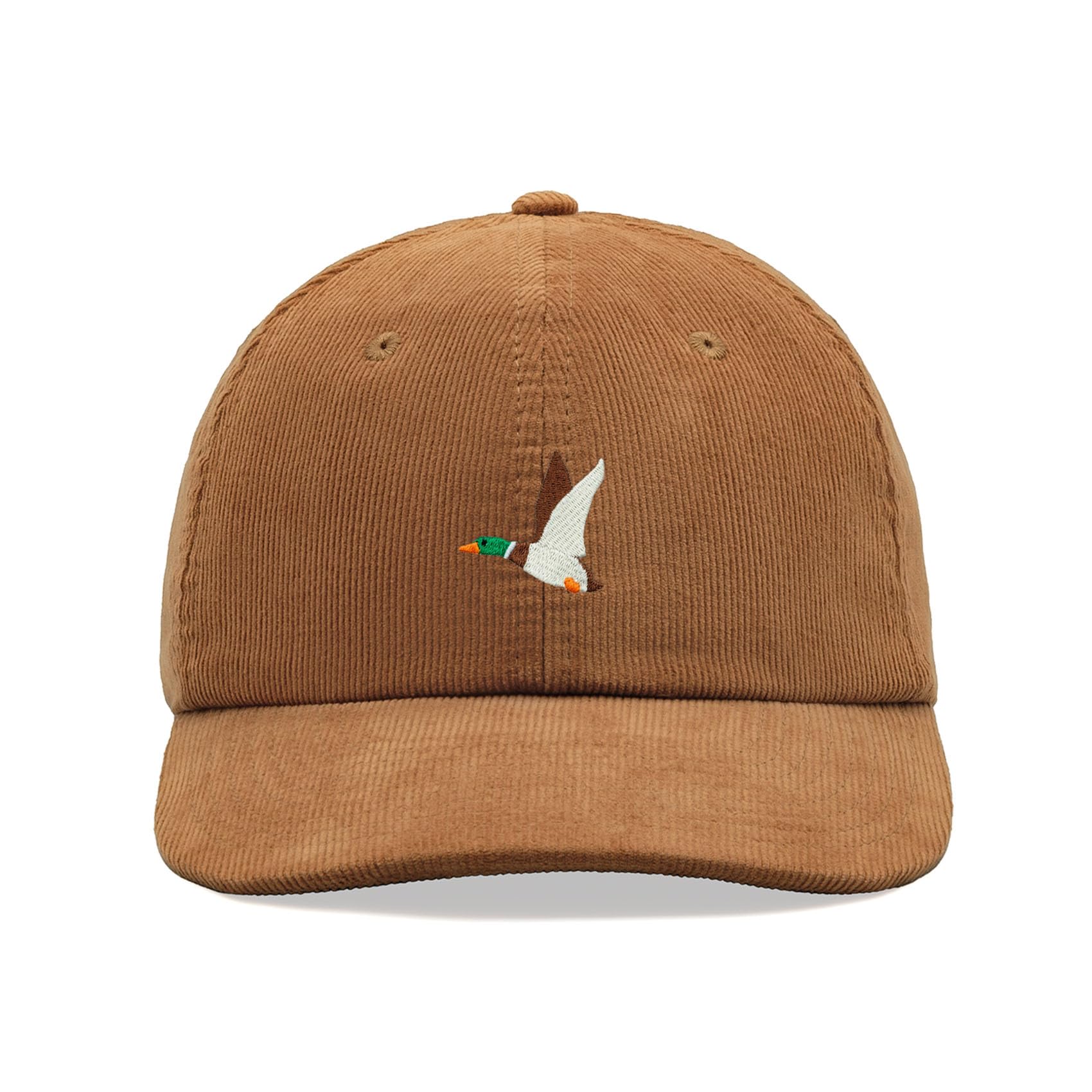 Flying Duck Corduroy Baseball Cap Vintage Unisex Dad Hat Adjustable Bird Mallard Camel