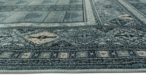 Miniatura 5 de LUXE WEAVERS Alfombra bohemia tribal 2093 azul de 5 x 7 pulgadas, geométrica no desprende pelusa, alfombra para sala de estar