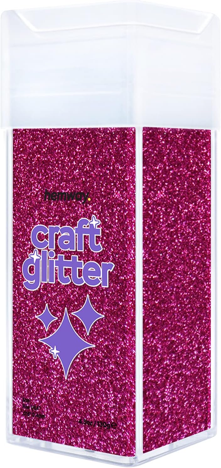 Hemway Glitter Shaker Dark Rose Pink 110g Fine, Craft Glitter Shaker for Resin & Epoxy Crafts, Christmas Art Supplies, Nail