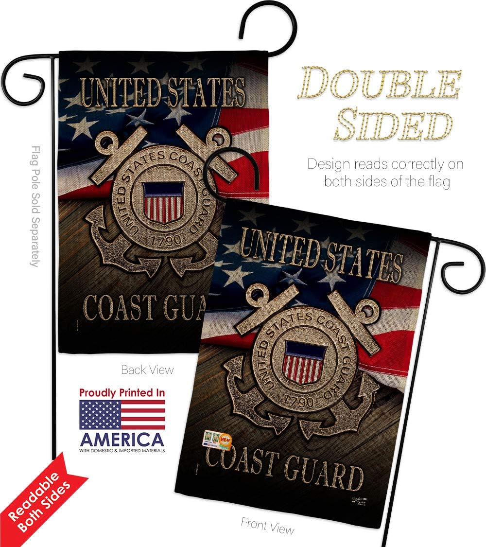 US Coast Guard Burlap Burlap Garden Flag Set Wall Hanger Armed Forces USCG Semper Paratus United State American Military Veteran Retire Official Small Gift Yard House Banner Double-Sided 13 X 18.5