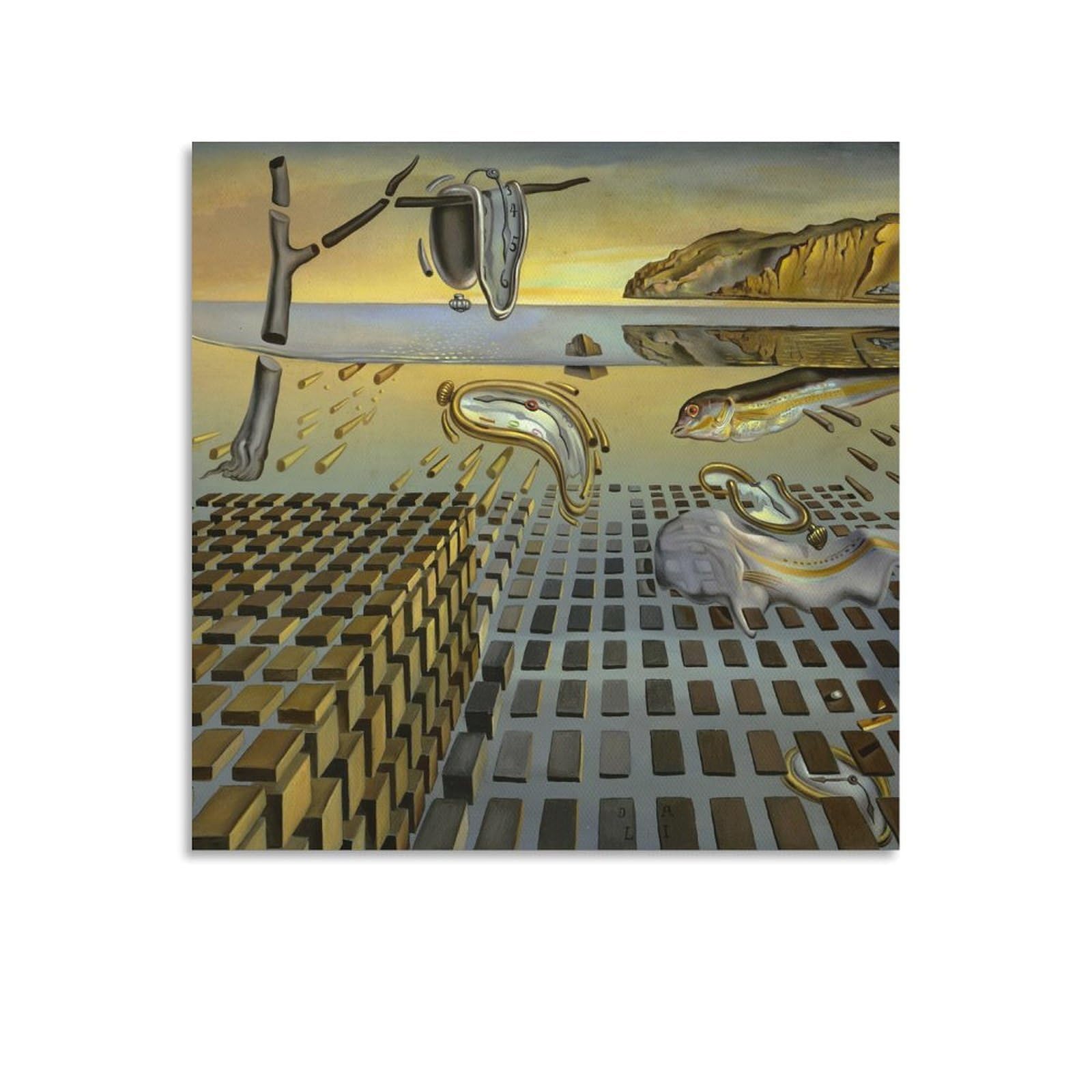 Salvador Dali Wall Art Dalí Disintegration of The Persistence of Memory Surrealist Posters Art Canvas Painting Decor Wall Print Photo Home Modern Decorative 20x20inch(50x50cm)