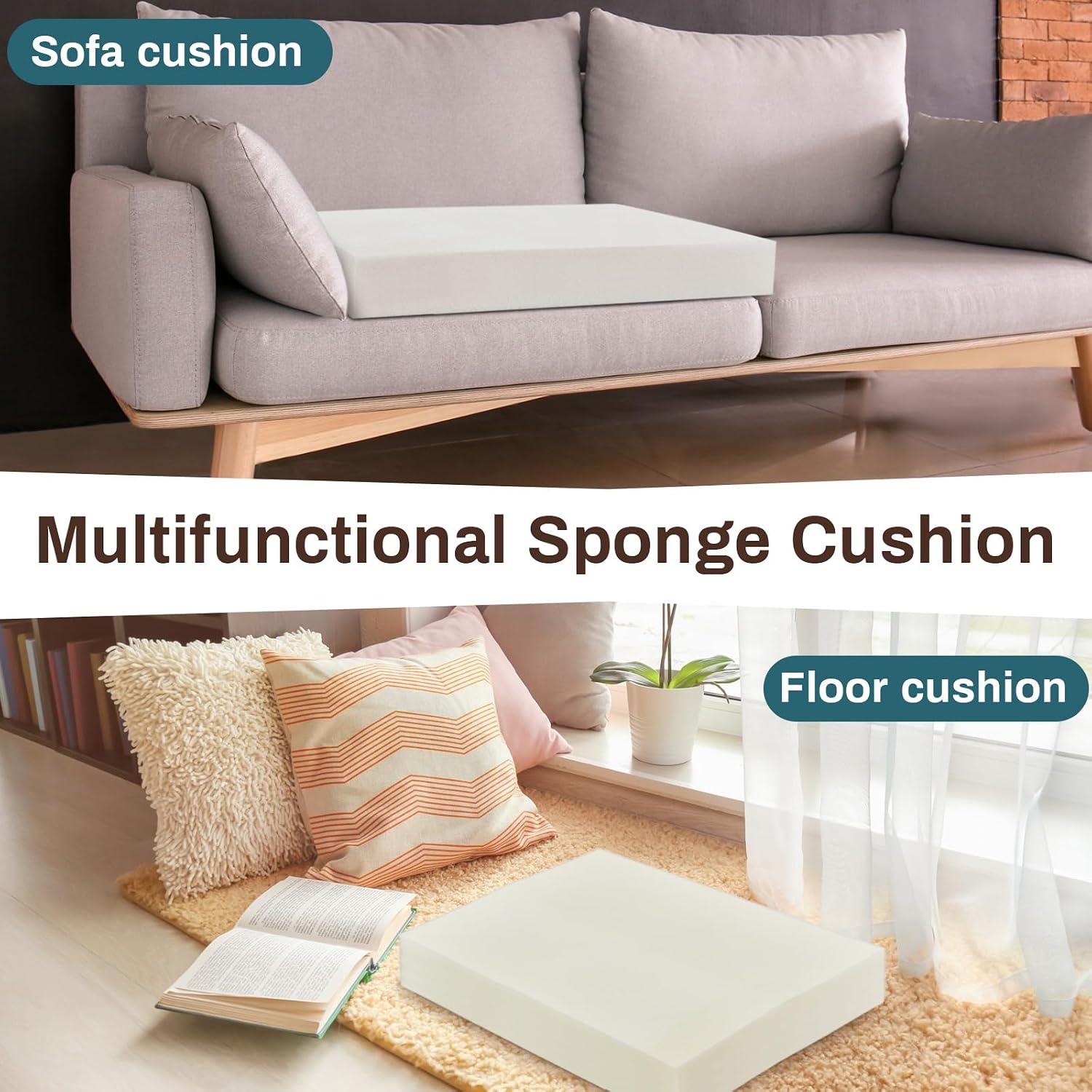 Frienda 1 Pack 6 x 24 x 27 Upholstery High Density Craft Foam Sheets Replacement Square Cut to Size Cushion Chair Padding, Suitable for Shipping, Packing, Cushion Foam, Mailing, Cosplay