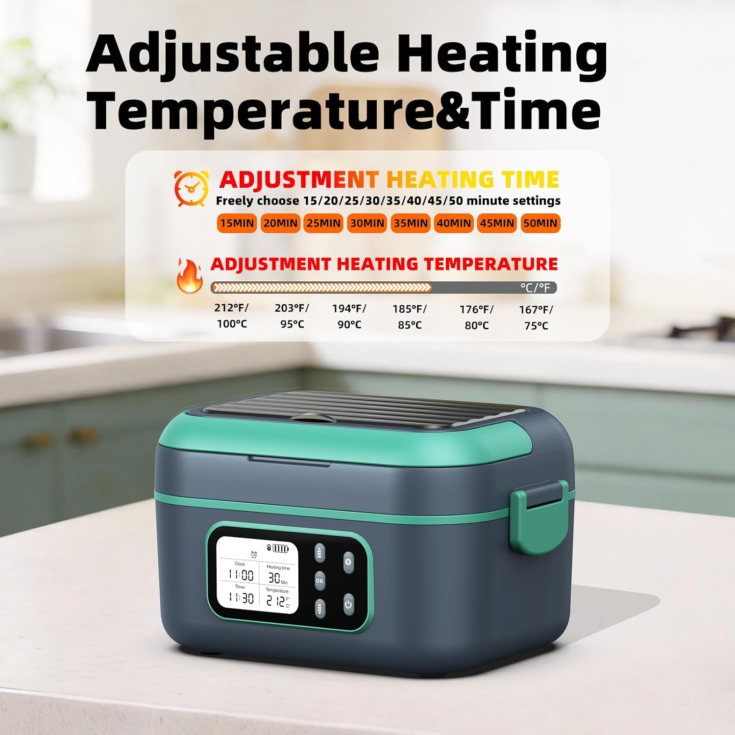 6.3 Cups Cordless Electric Lunch Box for Adults, 100W Rechargeable Battery Powered Automatic Scheduled Heated Lunchbox, Rapid Heating Portable Food Warmer BPA Free for Hot Meals Anywhere