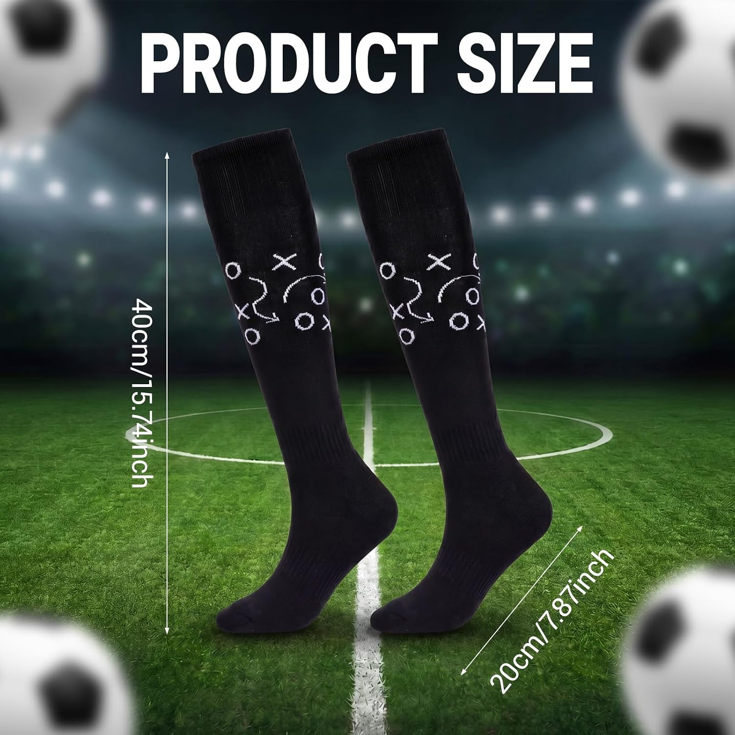 3 Pack Adult Soccer Socks Black Long Padded Athletic Socks