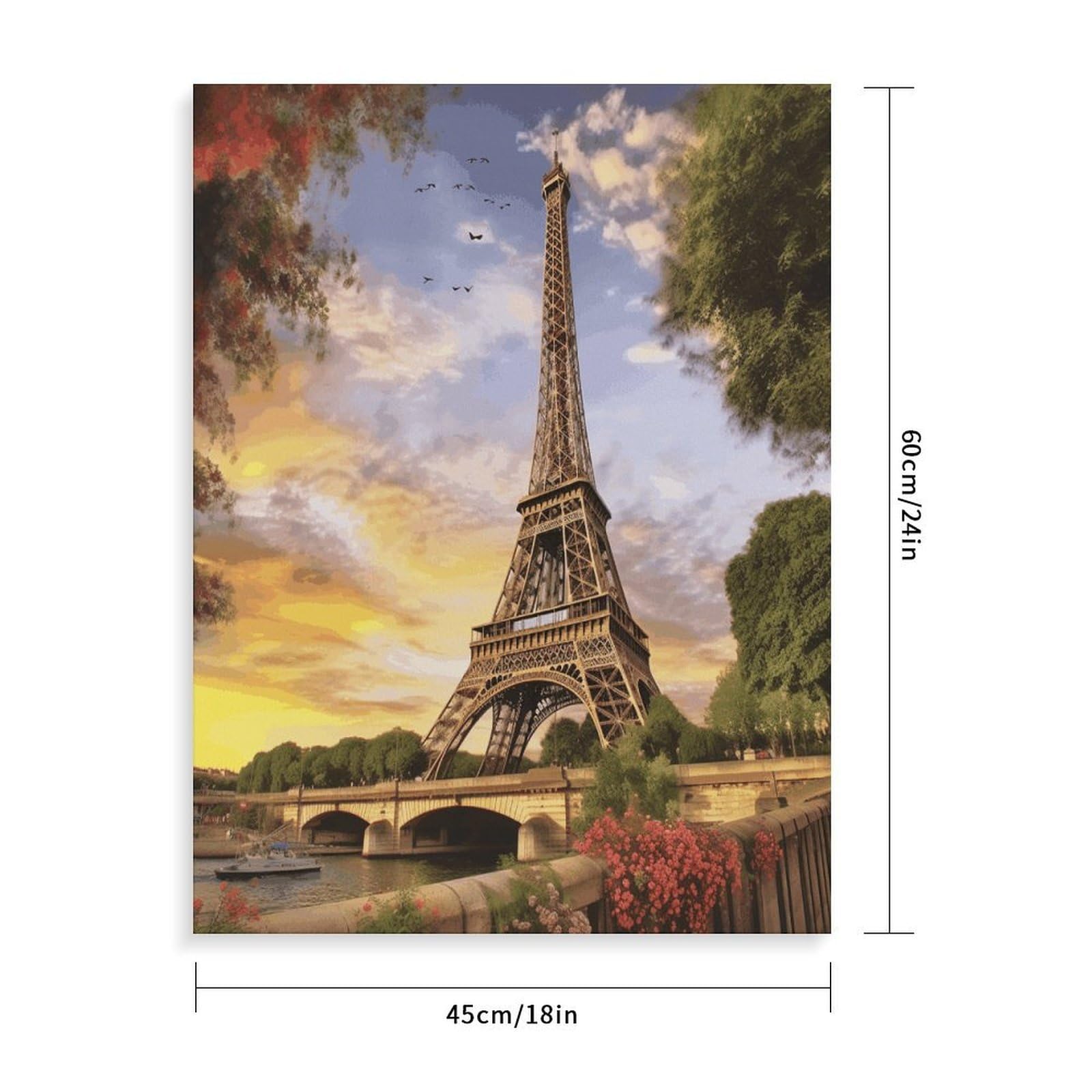 LPAGBCNU Malen nach Zahlen, Motiv: Eiffelturm, Paris, Malen-nach-Zahlen-Set für Erwachsene, Erwachsene, Malen nach Zahlen, Kits auf Leinwand, DIY-Acryl-Ölfarben, Gemälde mit Pinseln für Geschenk