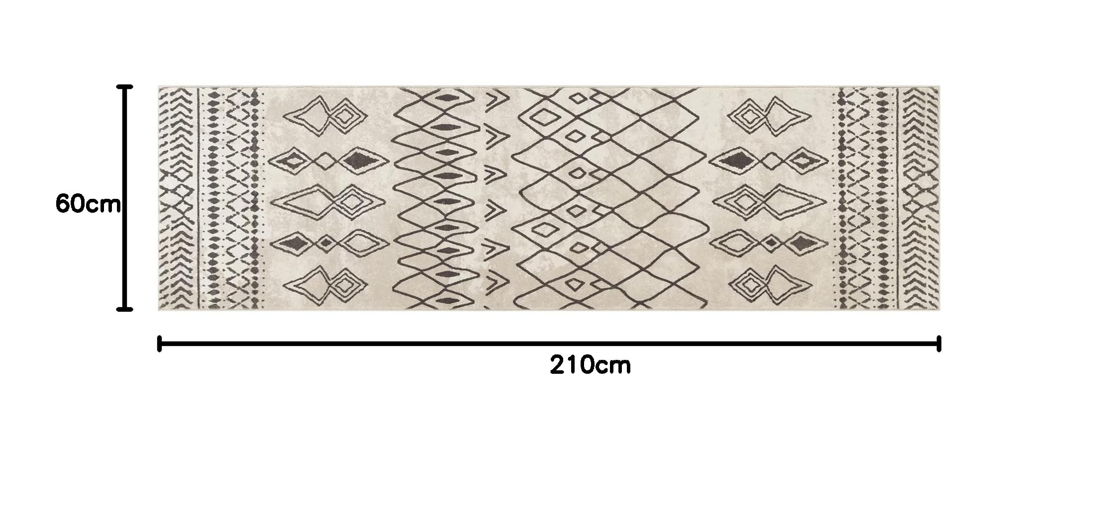 Carvapet Bieżnik do przedpokoju, 60x210 cm, antypoślizgowy, długi dywanik kuchenny, do prania, miękki mikrofibrowy, geometryczny, chodnik (beżowy)