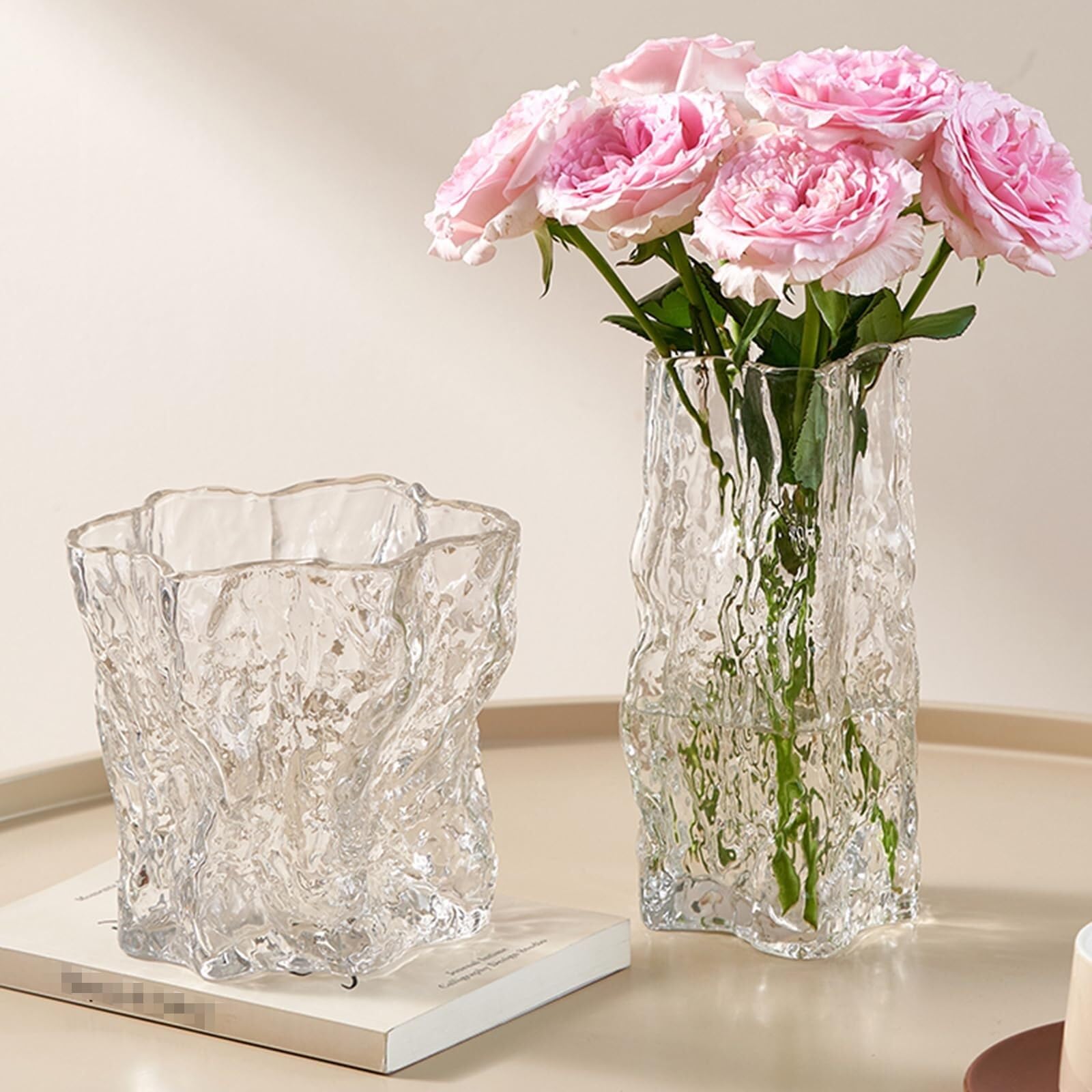Vasi per fiori Decorazione semplice in vaso di vetro trasparente for ornamenti floreali for la festa compleanno Centrotavola(Clear a)