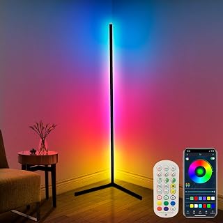 LanSuper 65" RGB Color Changing Corner Floor Lamp with Music Sync, App & Remote Control, DIY Modes for Living Room & Gaming