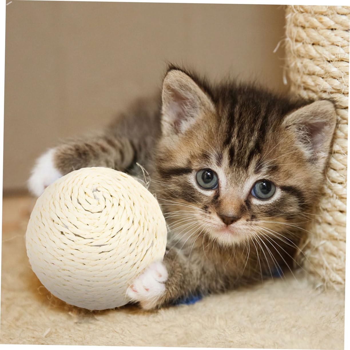 COLLBATH Large Jute Cat Scratcher Balls Interactive Indoor Cat Toys Durable Sisal Rope Teasing Balls for Furniture Protection and Pet Entertainment - Image 3