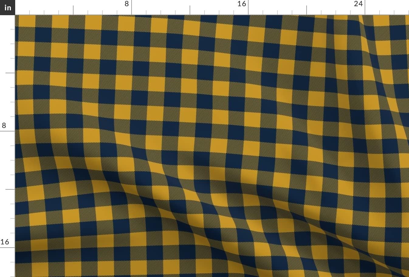 Spoonflower Fabric - Blue Gold Plaid Winter Check Navy Buffalo Fall Printed on Upholstery Velvet Fabric Fat Quarter - Upholstery Home Decor Bottomweight Apparel