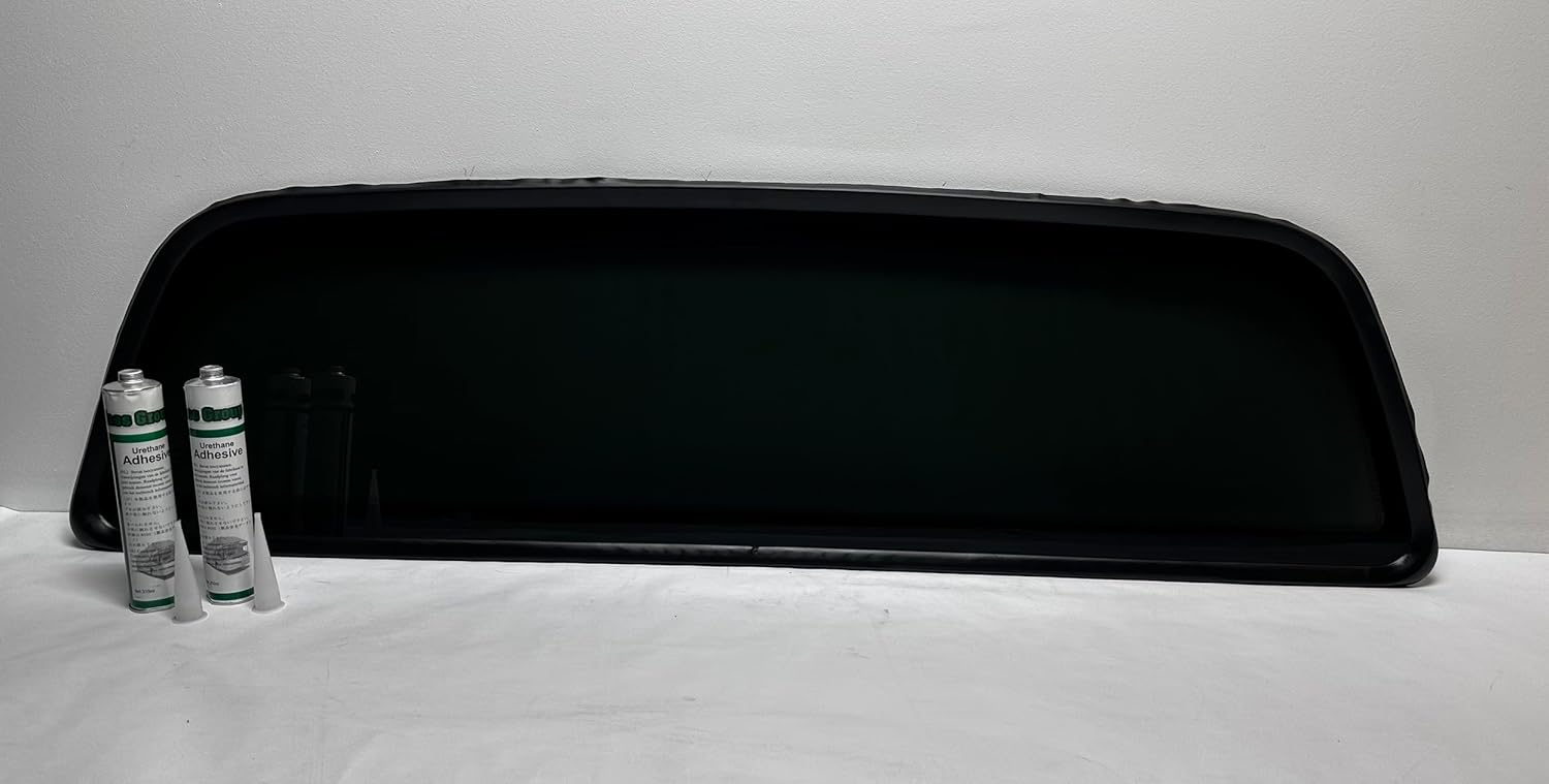Rear Stationary Back Glass Window Compatible with Toyota Tacoma 2005-2023, Factory Standard Dark Tinted, Non-Heat