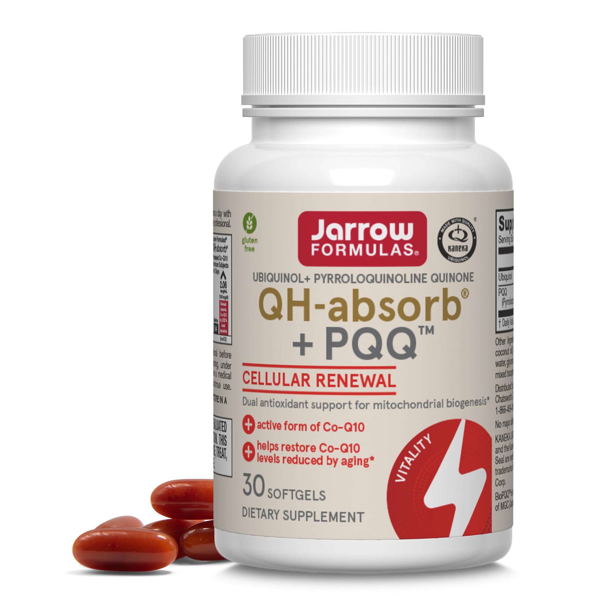 Jarrow Formulas QH-absorb + PQQ - 30 Softgels - Dietary Supplement Supports Mitochondrial Biogenesis, Energy Production & Cardiovascular Health - Up to 30 Servings