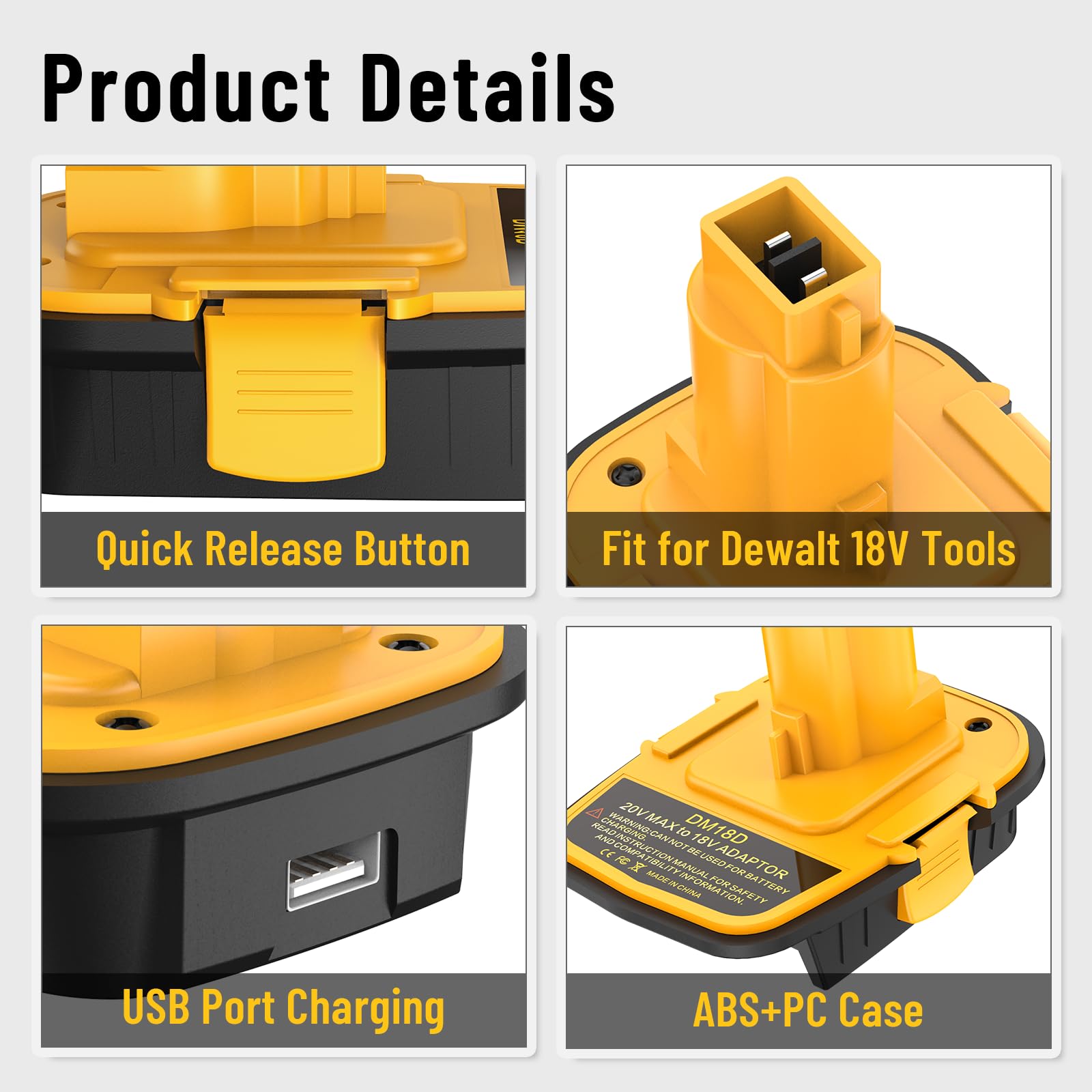 1 paquete de adaptador de batería DM18D con puerto USB para herramientas Dewalt de 18 V, convierte Dewalt de 20 V Li-ion o Milwaukee M18 18 V batería de iones de litio a Dewalt 18 V adaptador de