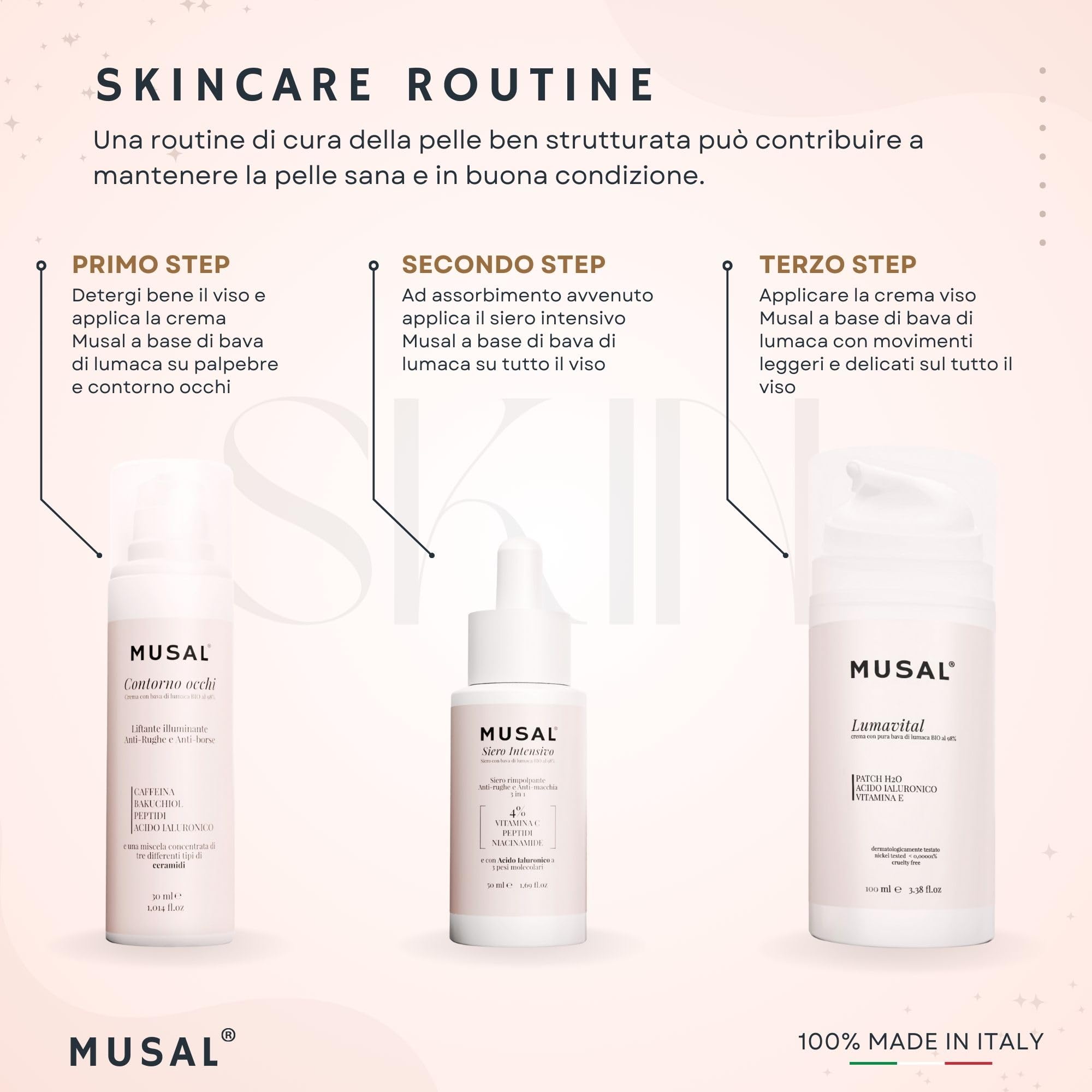 MUSAL Crema Borse e Occhiaie, Contorno Occhi Antirughe Istantaneo con Bava di Lumaca, Acido Ialuronico e Bakuchiol per Uomo Donna 30ML